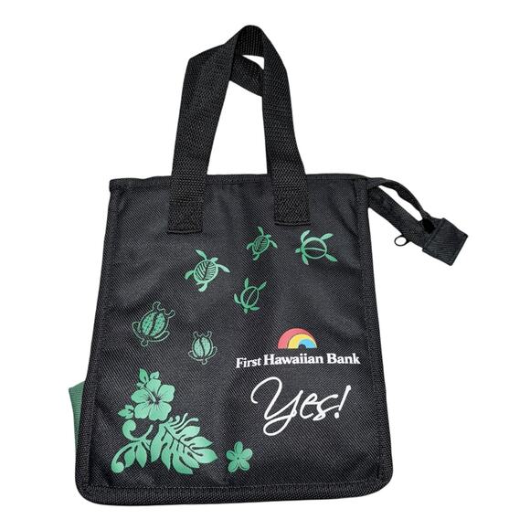 First Hawaiian Bank Insulated Lunch Tote Bag Turtle Flowers Hawaii 10x9 Picnic - Picture 2 of 6